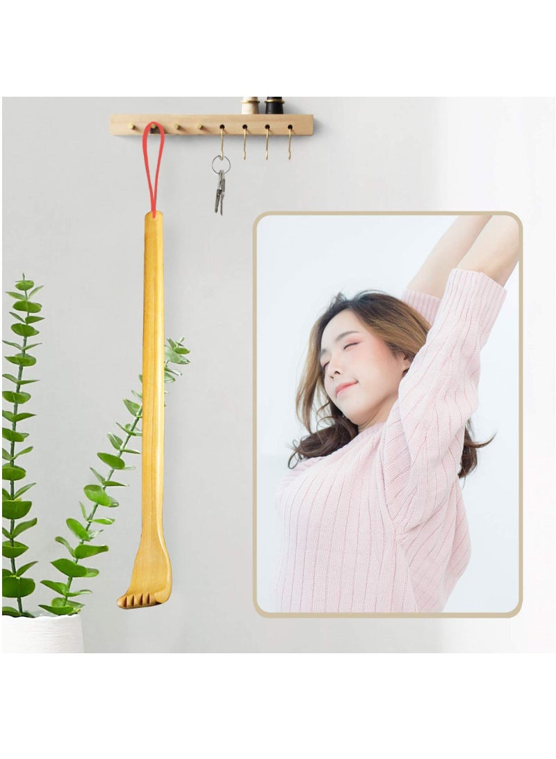 2Pcs Wooden Manual Back Scratchers Massager Long Scratcher for Body Relaxation Relieving Discomforts Itching