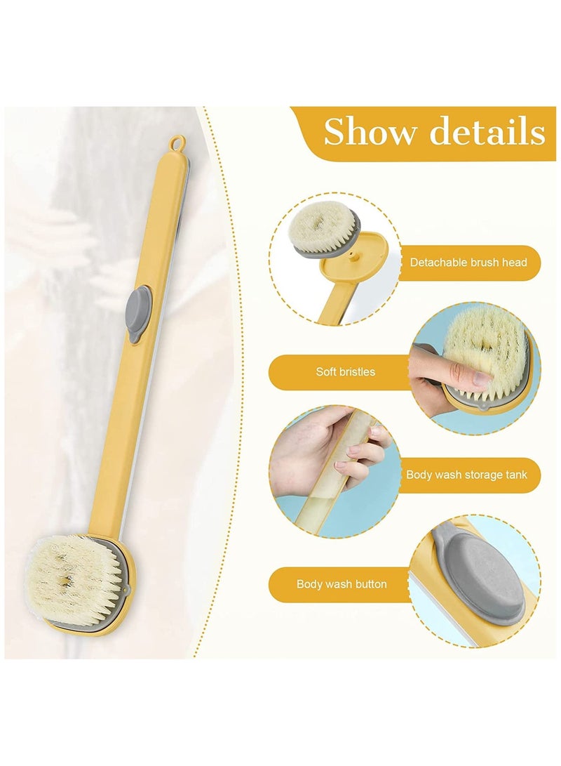 Long Handle Bath Massage Cleaning Brush with Soap Dispenser, Back for Shower, Exfoliating Storable Body Wash