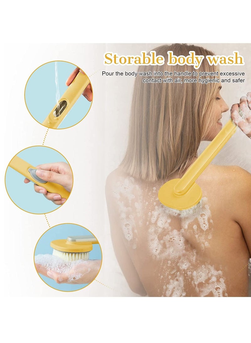 Long Handle Bath Massage Cleaning Brush with Soap Dispenser, Back for Shower, Exfoliating Storable Body Wash