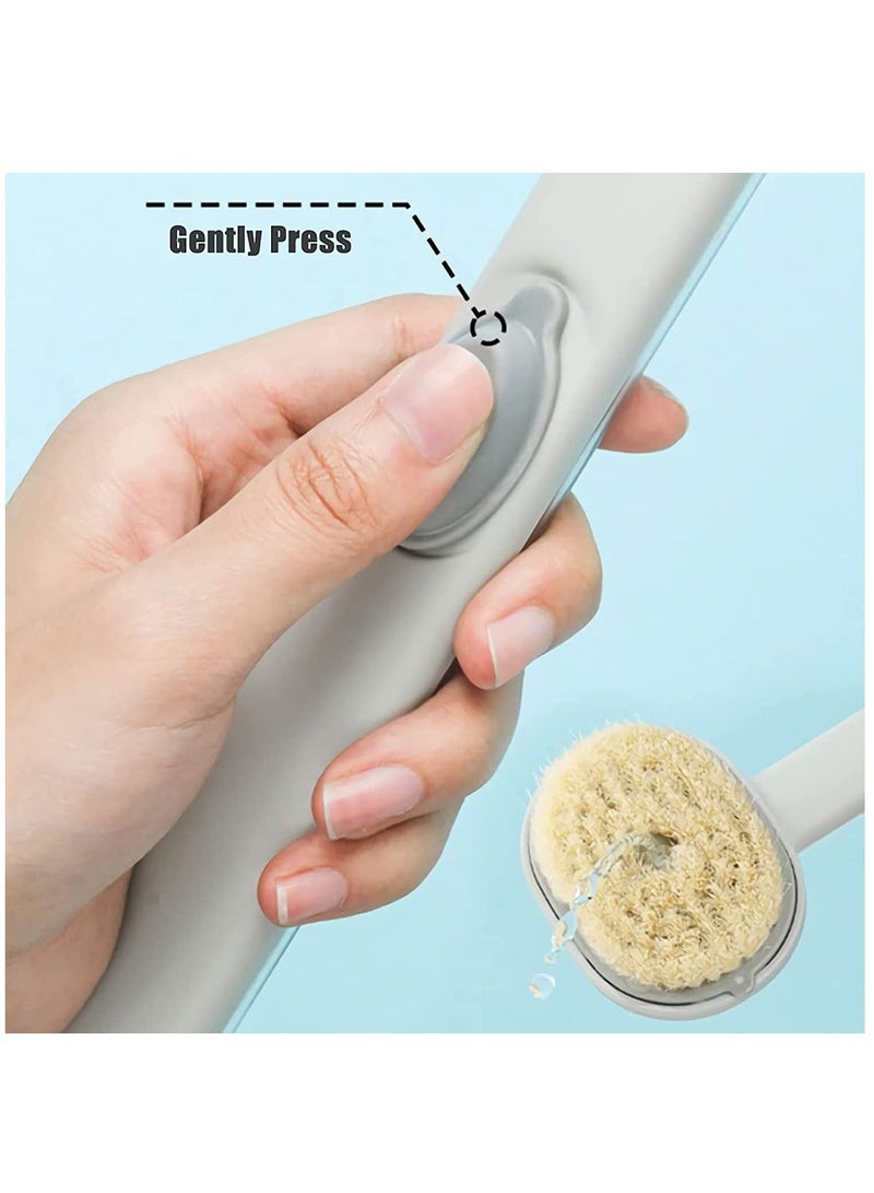 Long Handle Bath Massage Cleaning Brush with Soap Dispenser, Body Back Scrubber Storable Wash, Exfoliating Brush,