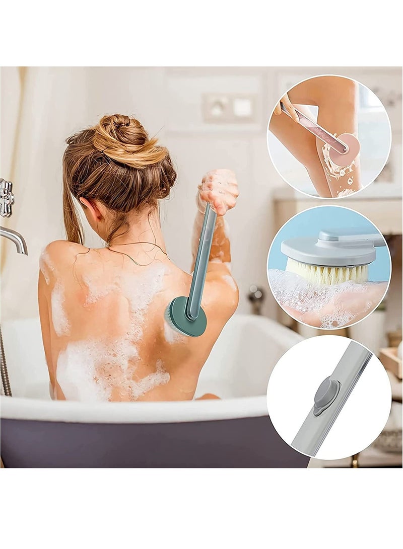 Long Handle Bath Massage Cleaning Brush with Soap Dispenser, Body Back Scrubber Storable Wash, Exfoliating Brush,