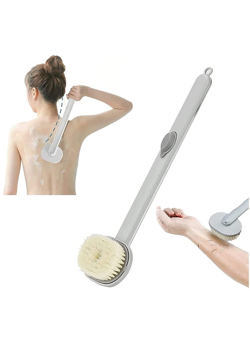 Long Handle Bath Massage Cleaning Brush with Soap Dispenser, Body Back Scrubber Storable Wash, Exfoliating Brush,