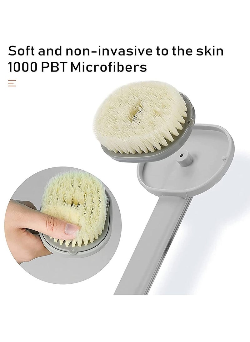 Long Handle Bath Massage Cleaning Brush with Soap Dispenser, Body Back Scrubber Storable Wash, Exfoliating Brush,