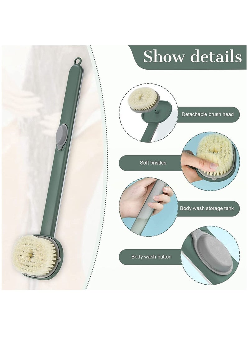 Long Handle Bath Massage Cleaning Brush with Soap Dispenser, Back for Shower, Exfoliating Storable Body Wash