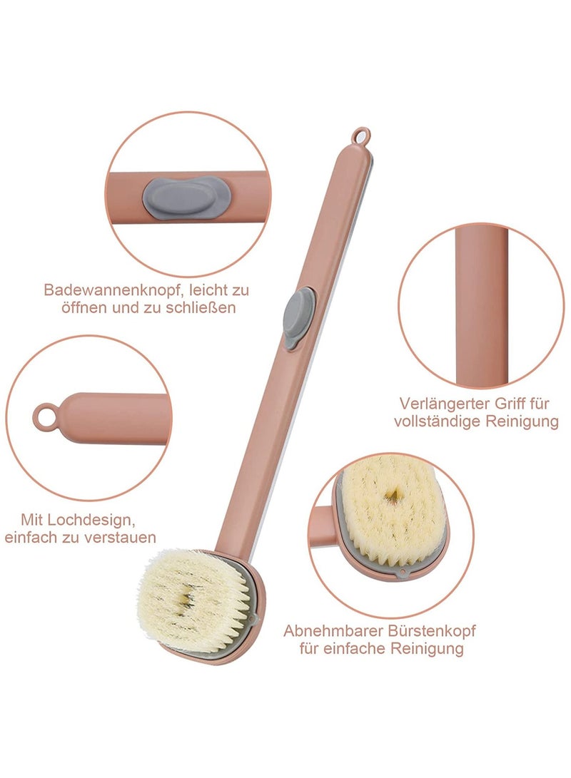 Long Handle Bath Massage Cleaning Brush with Soap Dispenser, Back for Shower, Exfoliating Storable Body Wash