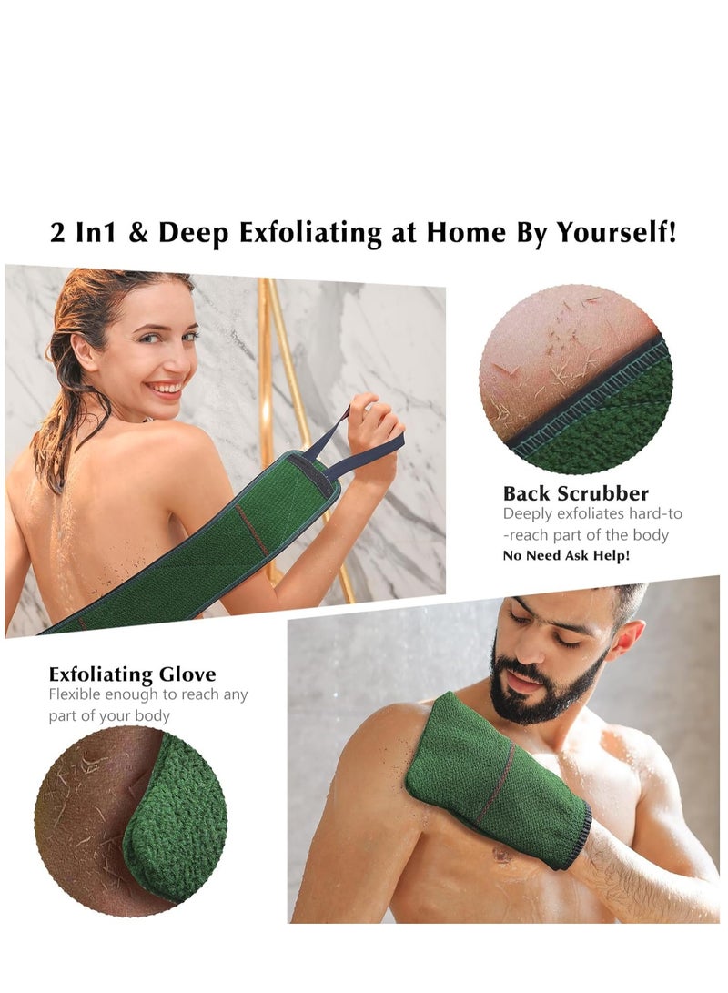 Exfoliating Glove & Back Scrubber - 2 in 1 Exfoliating Body Scrubber, Back Scrubbers for Use in Shower, Exfoliating Mitt, Body Exfoliator Scrubber