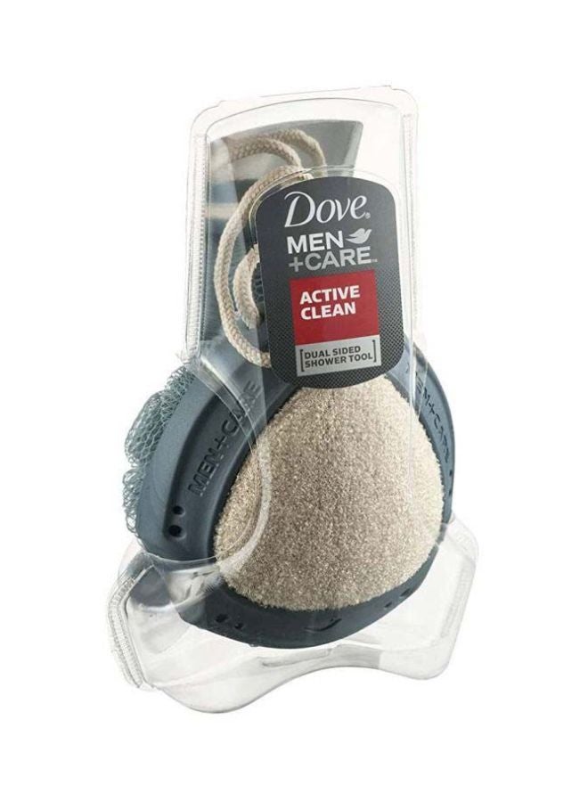 Active Clean Dual Sided Shower Tool Black/Beige