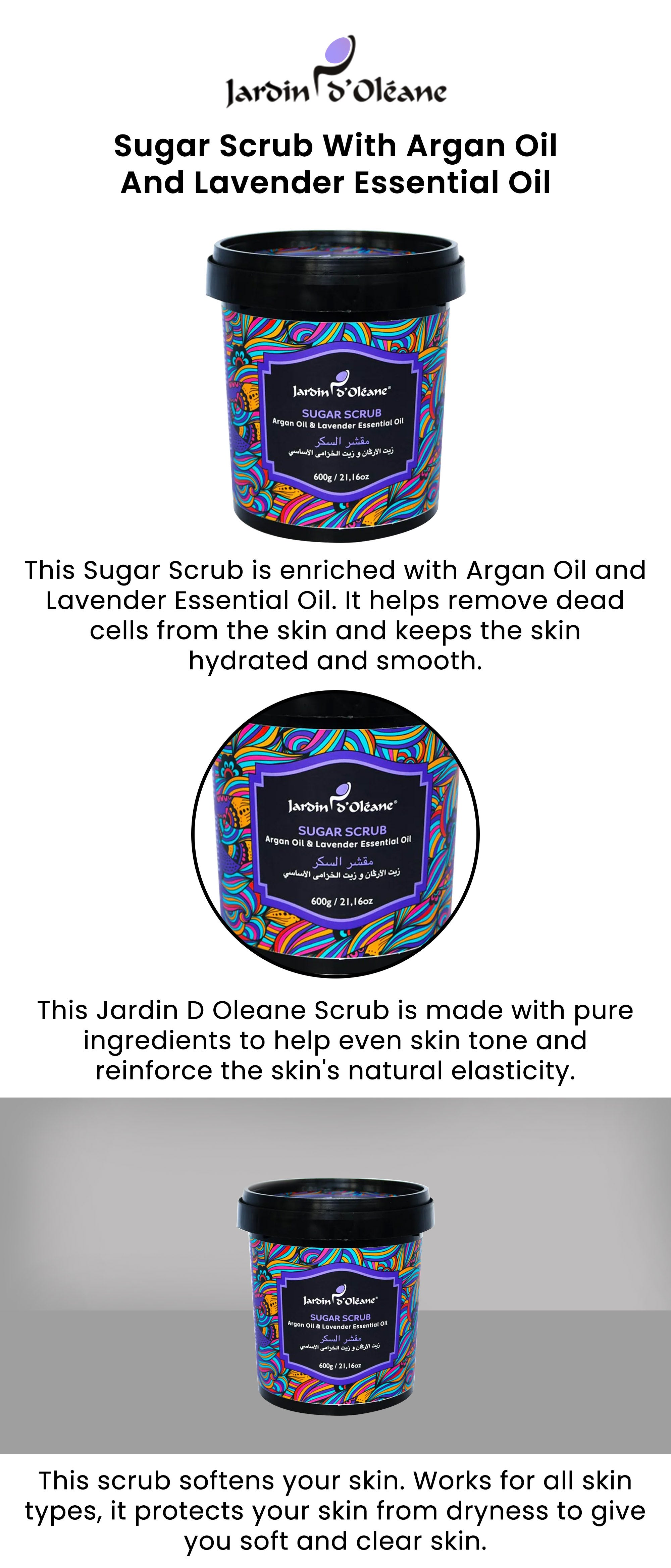 Sugar Scrub With Argan Oil And Lavender Essential Oil White 600grams