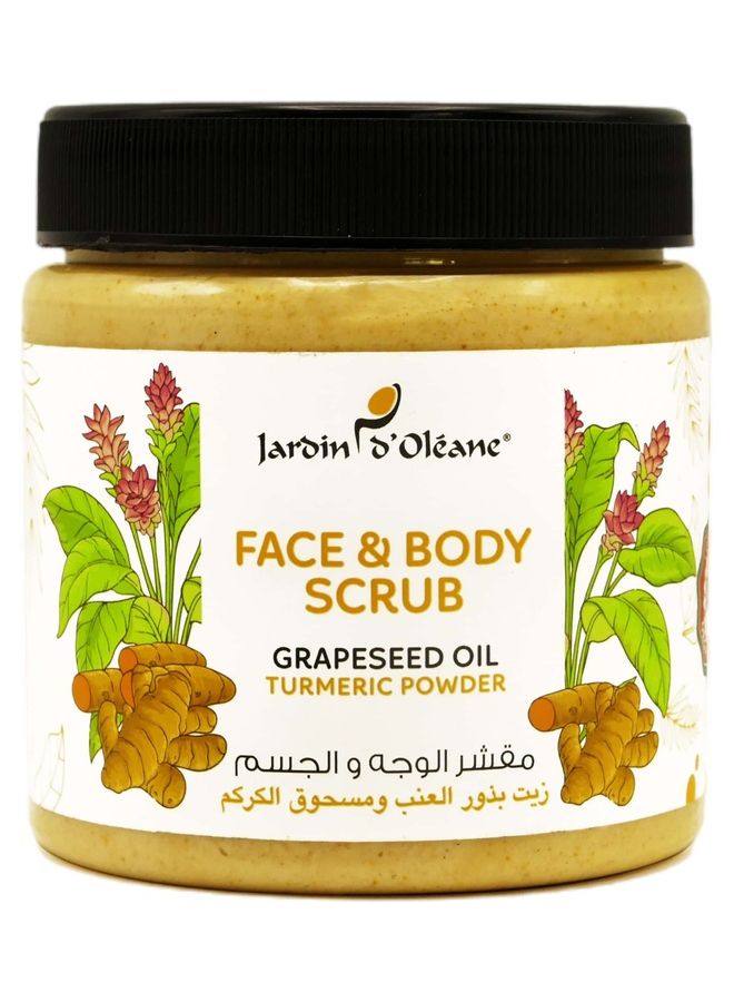 Face And Body Scrub With Grapeseed Turmeric Powder Beige 500grams