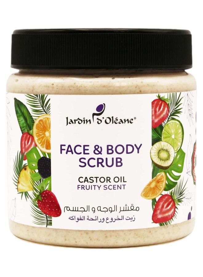 Face & Body Scrub With Castor Oil And Fruity Scent Beige 500grams