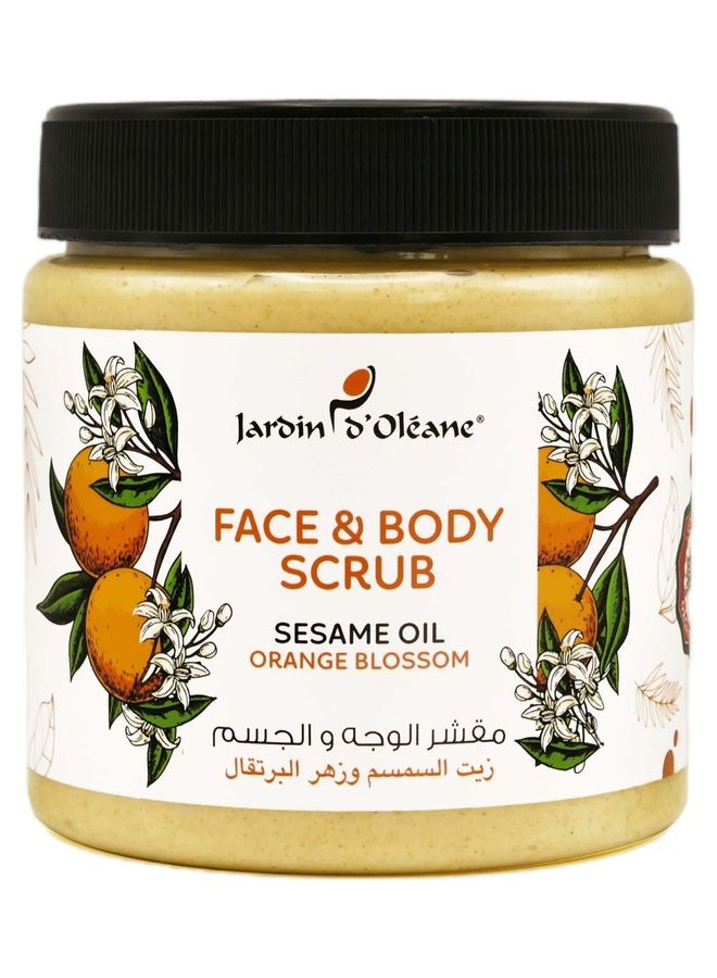 Face And Body Scrub With Sesame Oil and Orange Blossom Beige 500grams