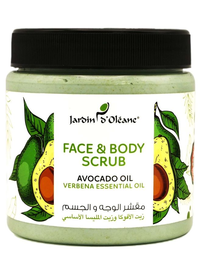 Face & Body Scrub With Avocado Oil And Verbena Essential Oil Green 500grams