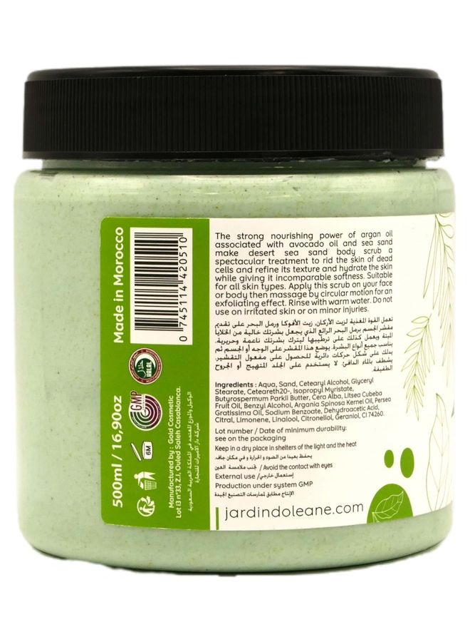 Face & Body Scrub With Avocado Oil And Verbena Essential Oil Green 500grams