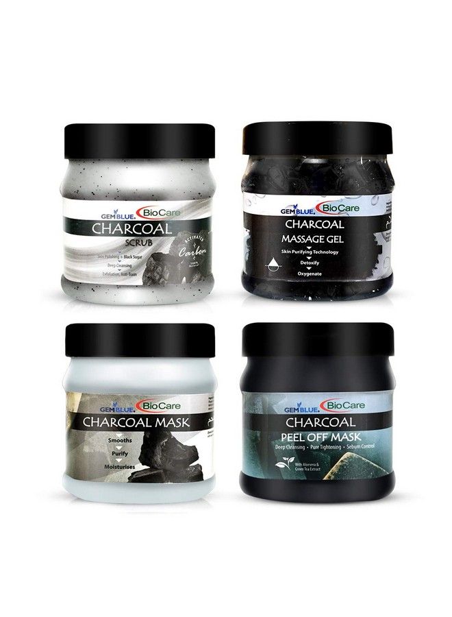 Charcoal Scrub + Gel + Cream + Mask Pack Of 4