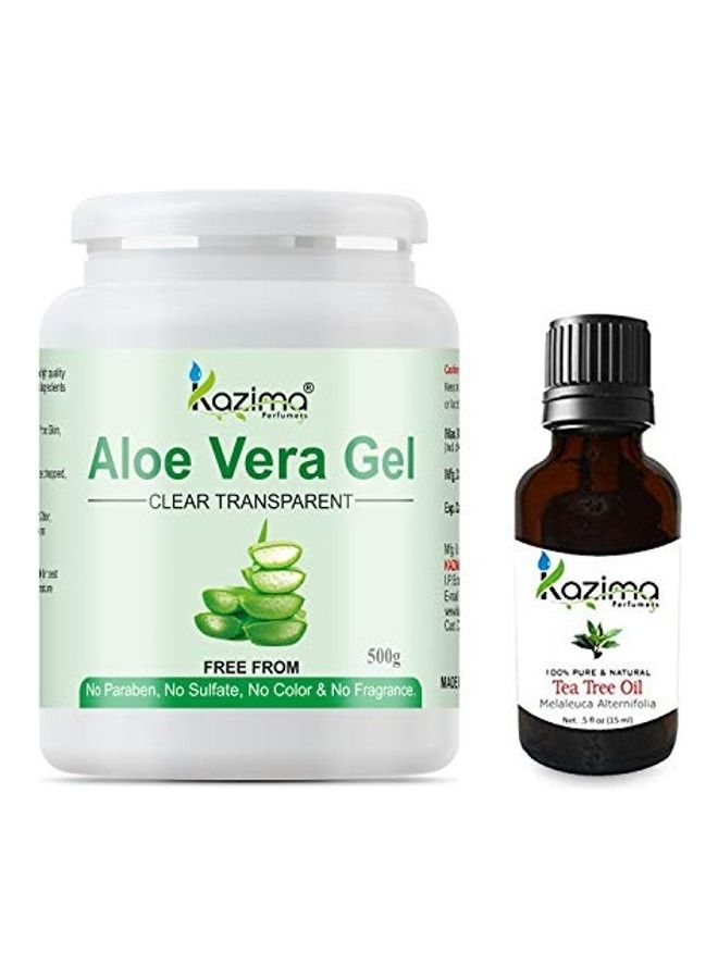 Combo Of 2, Aloe Vera Gel Raw and Tea Tree Oil 15ml