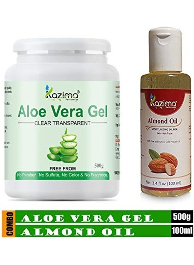 Combo Of 2, Aloe Vera Gel Raw And Almond Oil 100ml