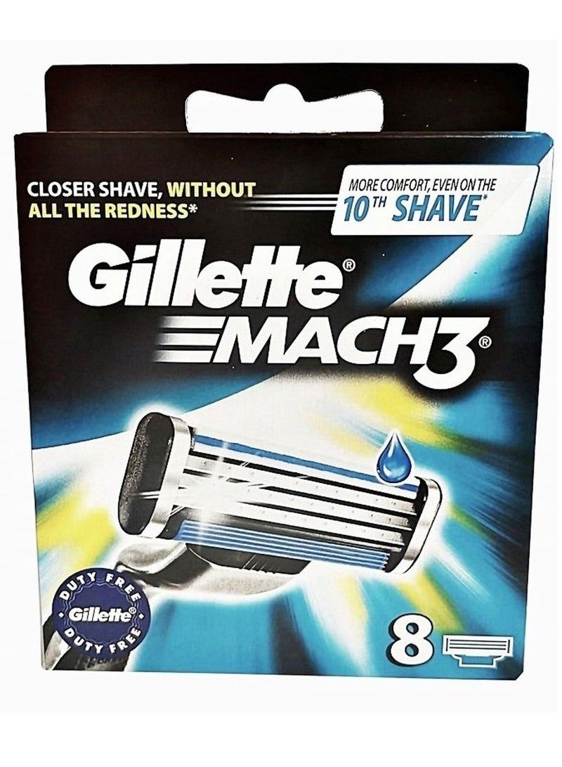 8-Piece Mach3 Razor Refill Cartridges Blue/Silver