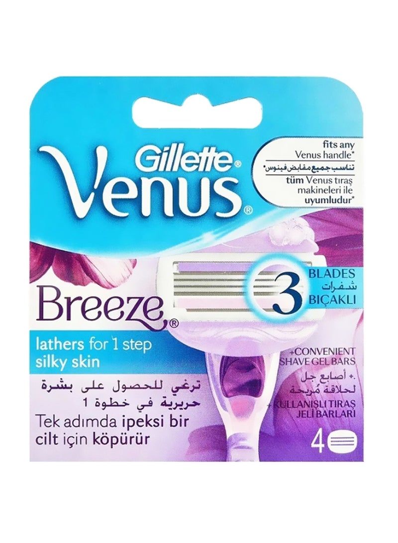 Pack Of 4 Venus Breeze Razor Blades Pink/Silver