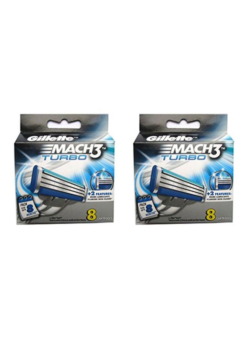 16-Piece Mach 3 Turbo Razor Refill Cartridges Silver/Blue