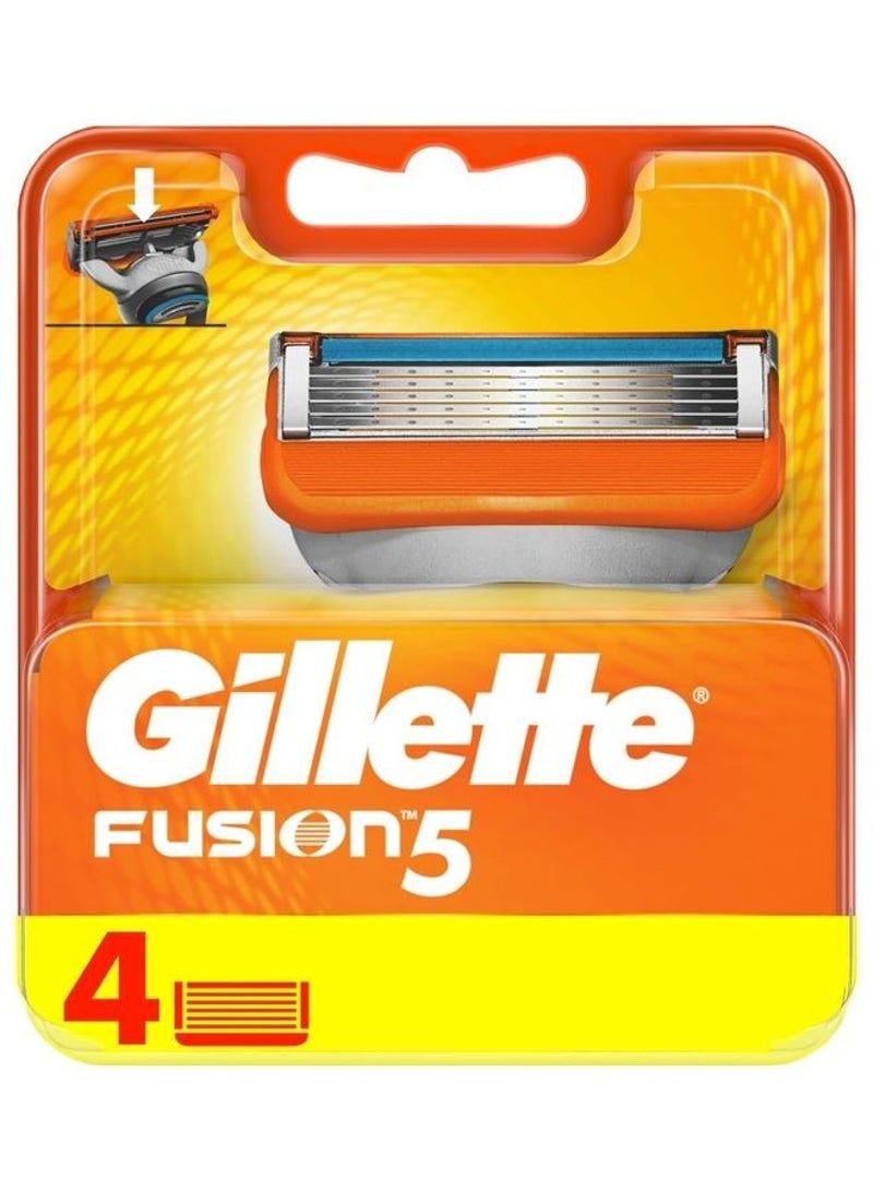 4-Piece Fusion5 Razor Blades Orange/Silver