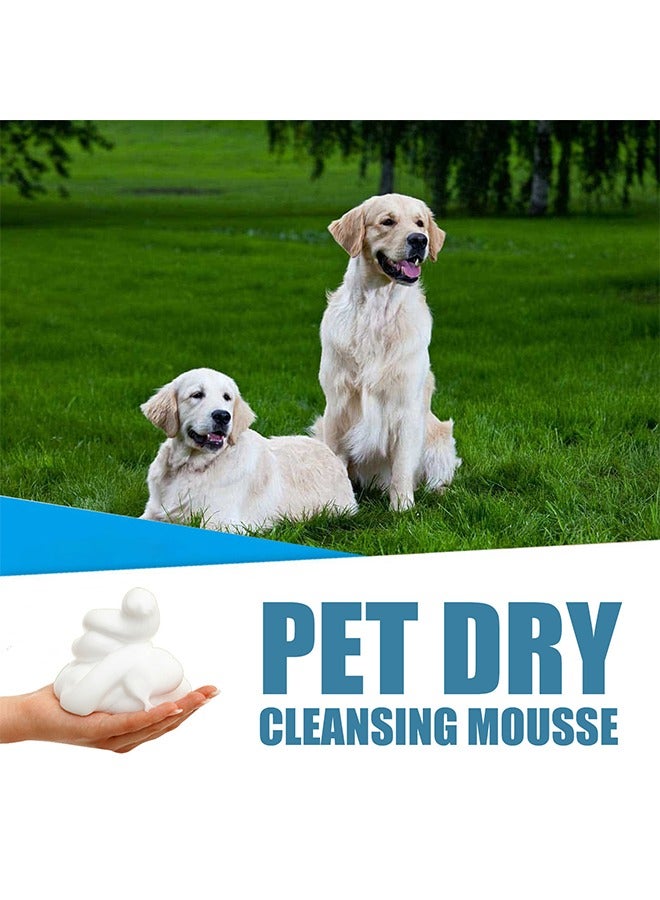 Pet Dry Cleaning Mousse,Natural Coconut Oil & Chamomile Essence Waterless Cleaning Mousse, Cat and Dog Shampoo Pet Dry Shampoo Foam Cleaner Bath Grooming for Cat Kitten Dog Puppy No Rinse 60ml