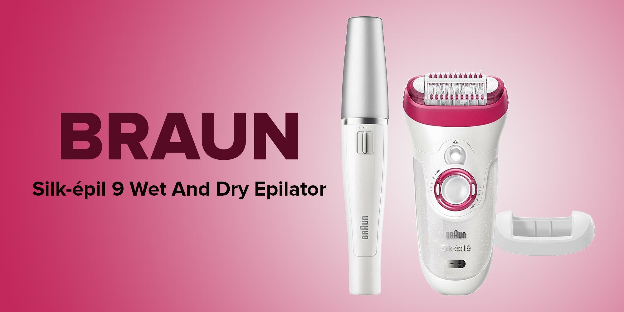 Silk-Epil 9 9-538 Wet And Dry Epilator With 3 Extras White/Pink