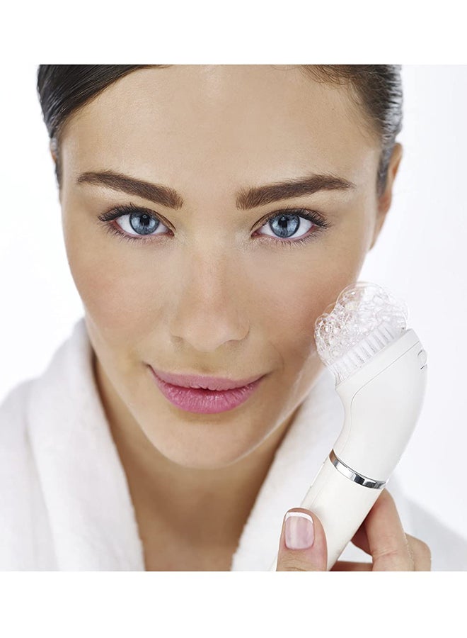 4-Piece Bonus Edition Facial Cleansing Replacement Brush Set White/Pink/Blue