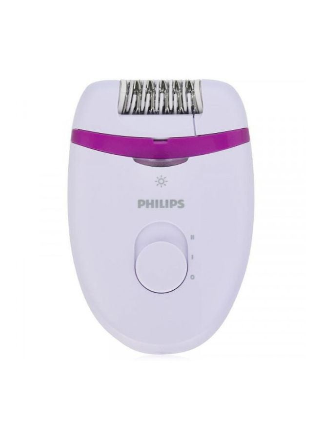 BRE275 Corded Epilator With Cleaning Brush, Shaver, Shaver Comb, Massage Cap And Pouch White/Purple/Silver