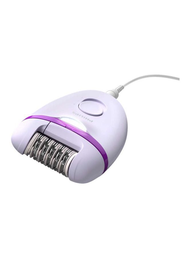 BRE275 Corded Epilator With Cleaning Brush, Shaver, Shaver Comb, Massage Cap And Pouch White/Purple/Silver