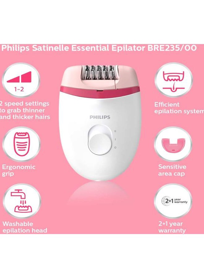 BRE235/00 Satinelle Essential Corded Epilator White/Pink