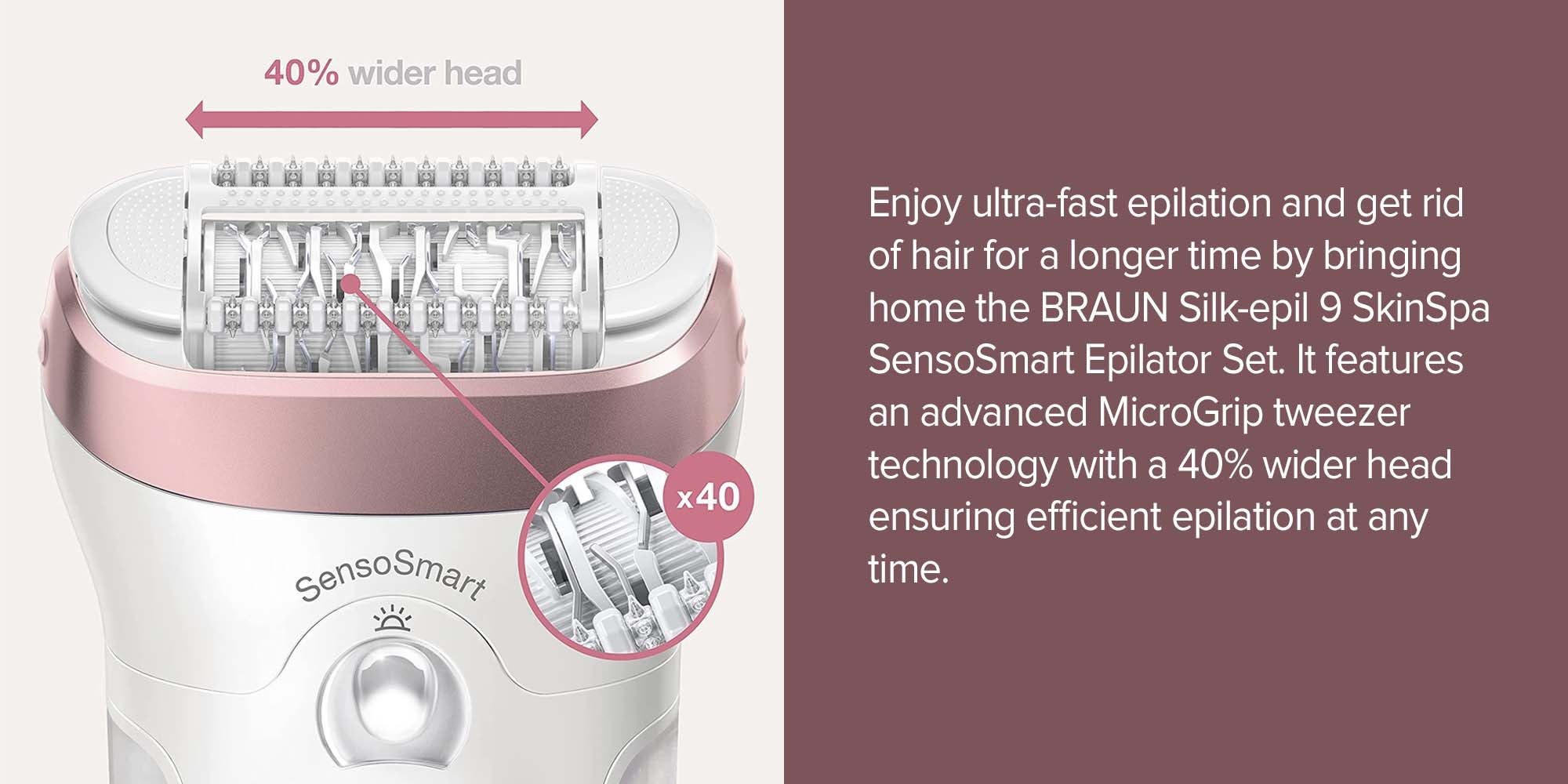 Silk-Epil 9 9/980 SkinSpa SensoSmart Epilator Set White/ Rose Gold