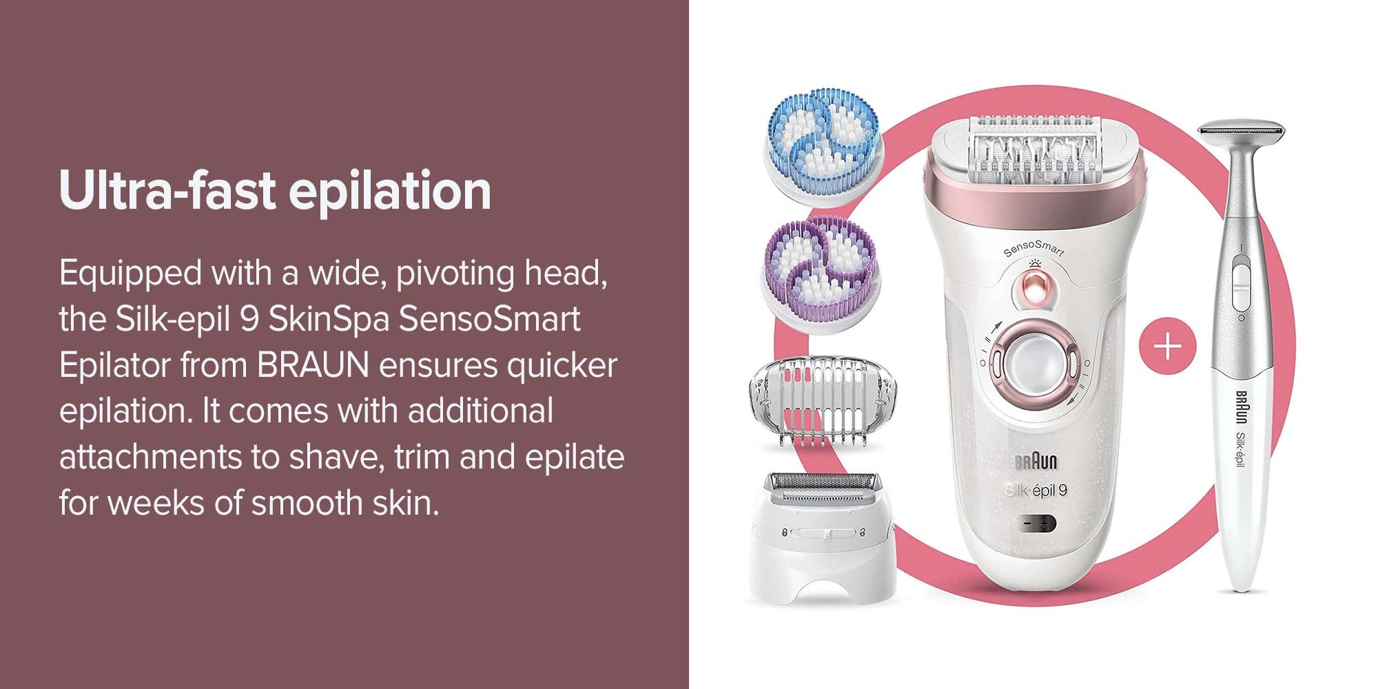 Silk-Epil 9 9/980 SkinSpa SensoSmart Epilator Set White/ Rose Gold