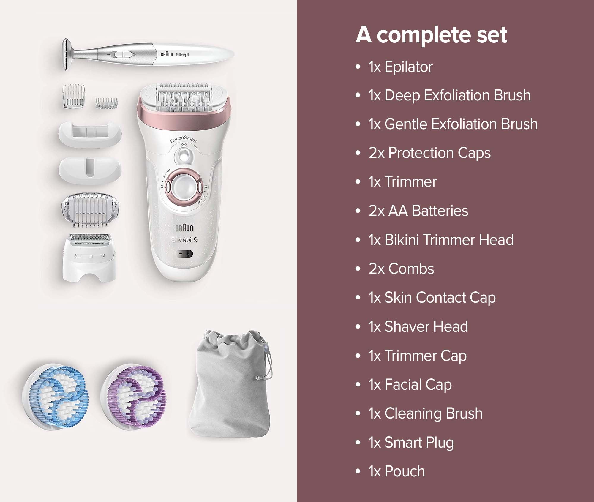 Silk-Epil 9 9/980 SkinSpa SensoSmart Epilator Set White/ Rose Gold