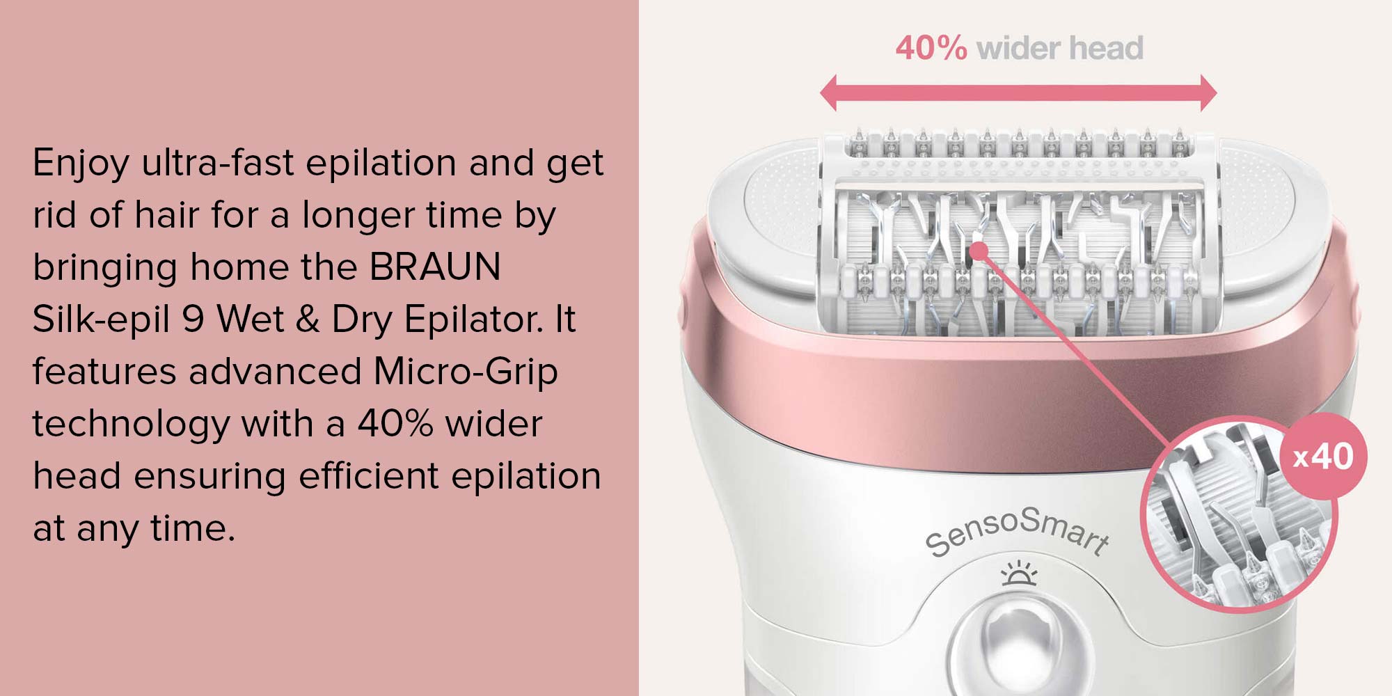 Epilator Silk-Épil 9 Skinspa, 9720, White/Pink White 26x7x19.7cm