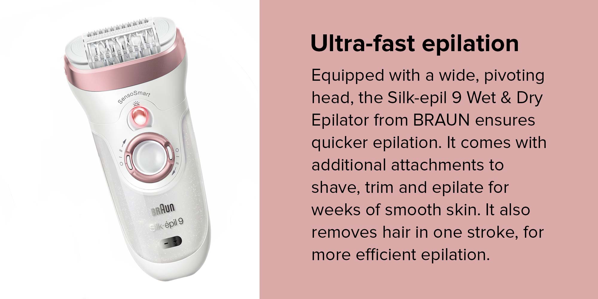 Epilator Silk-Épil 9 Skinspa, 9720, White/Pink White 26x7x19.7cm