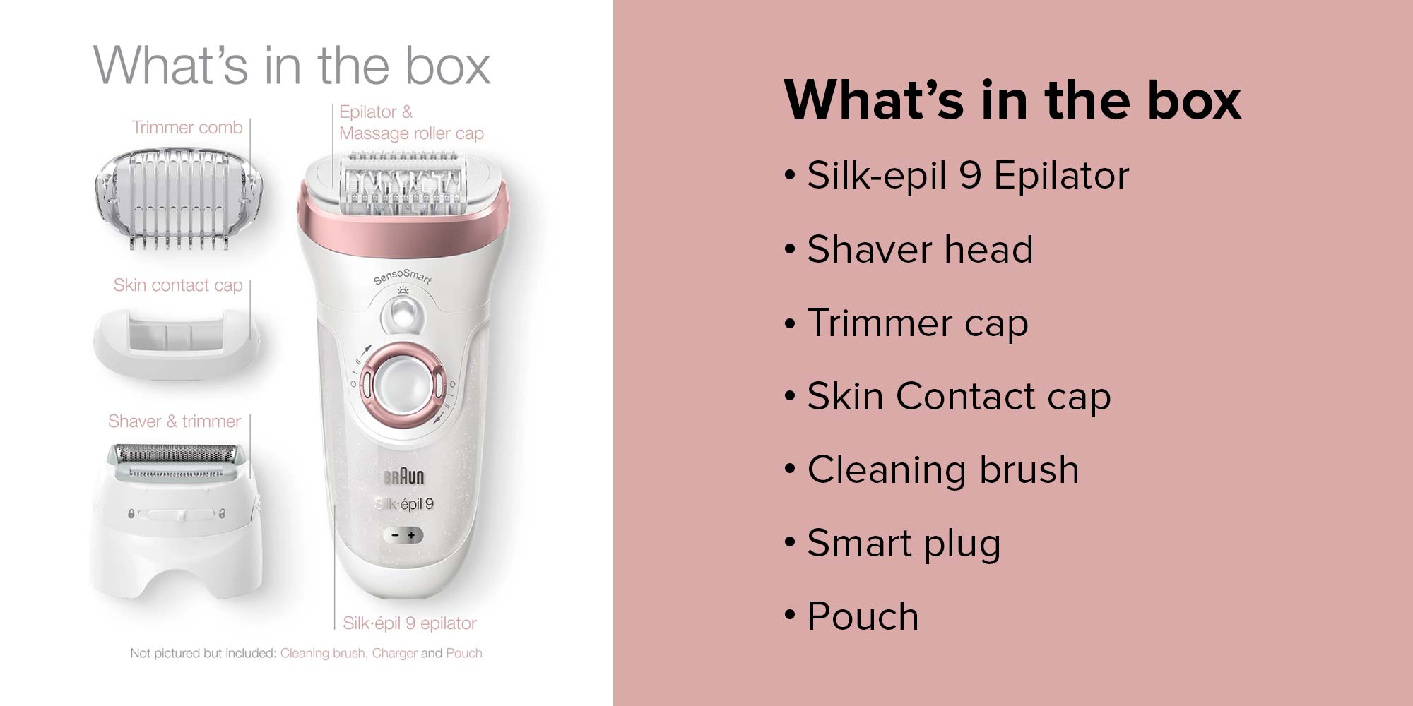 Epilator Silk-Épil 9 Skinspa, 9720, White/Pink White 26x7x19.7cm