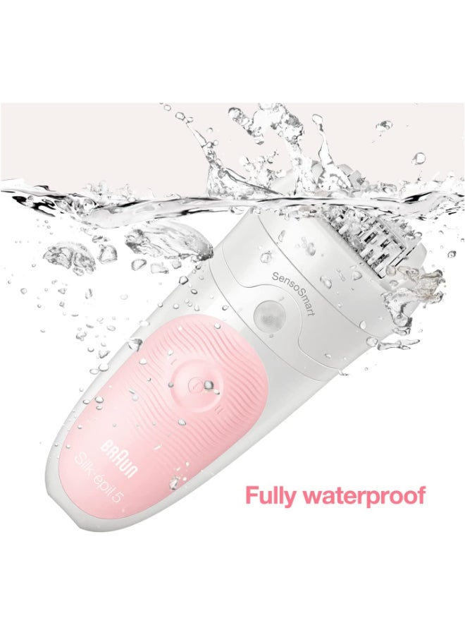 Silk Epil SES 5820 Wet & Dry Epilator + 4 Extras incl. Bikini Styler & Pouch White 19.7x7x26cm