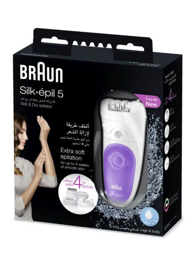 Silk Epil 5 Wet And Dry Cordless Epilator With Attachment Set White/Purple