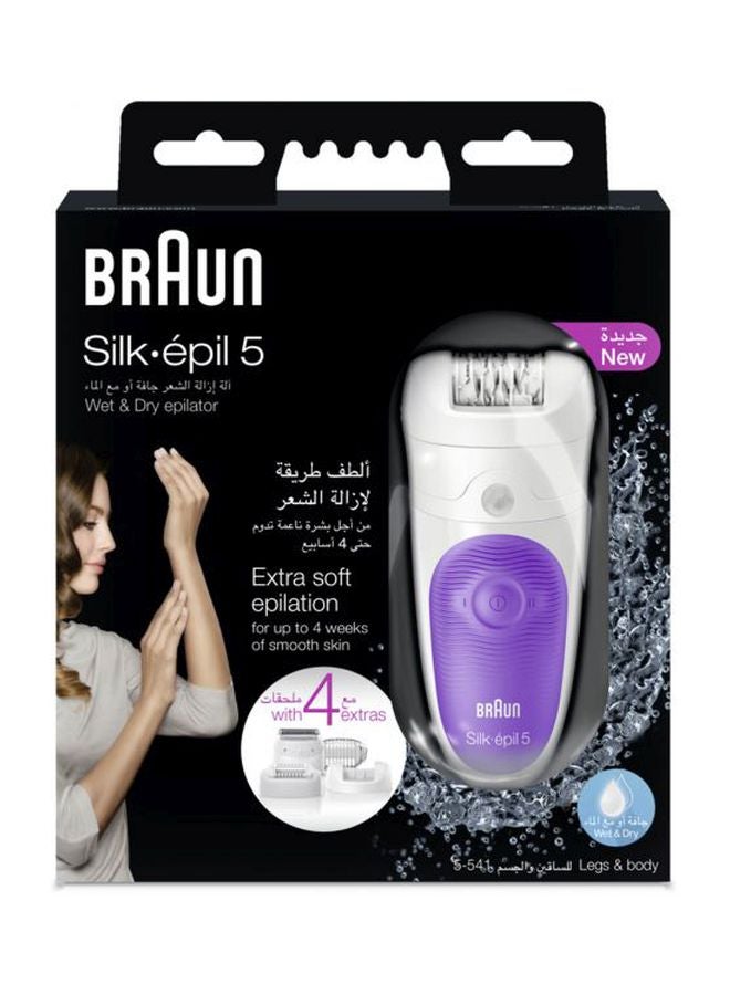 Silk Epil 5 Wet And Dry Cordless Epilator With Attachment Set White/Purple