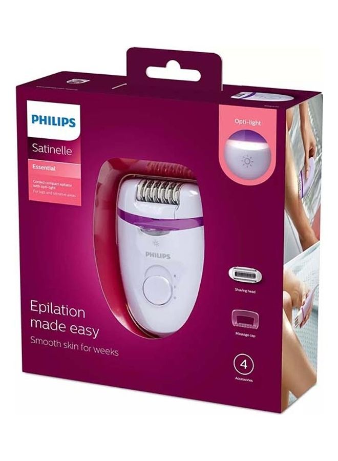 Corded Epilator With Cleaning Brush, Shaver, Shaver Comb, Massage Cap And Pouch Multicolour