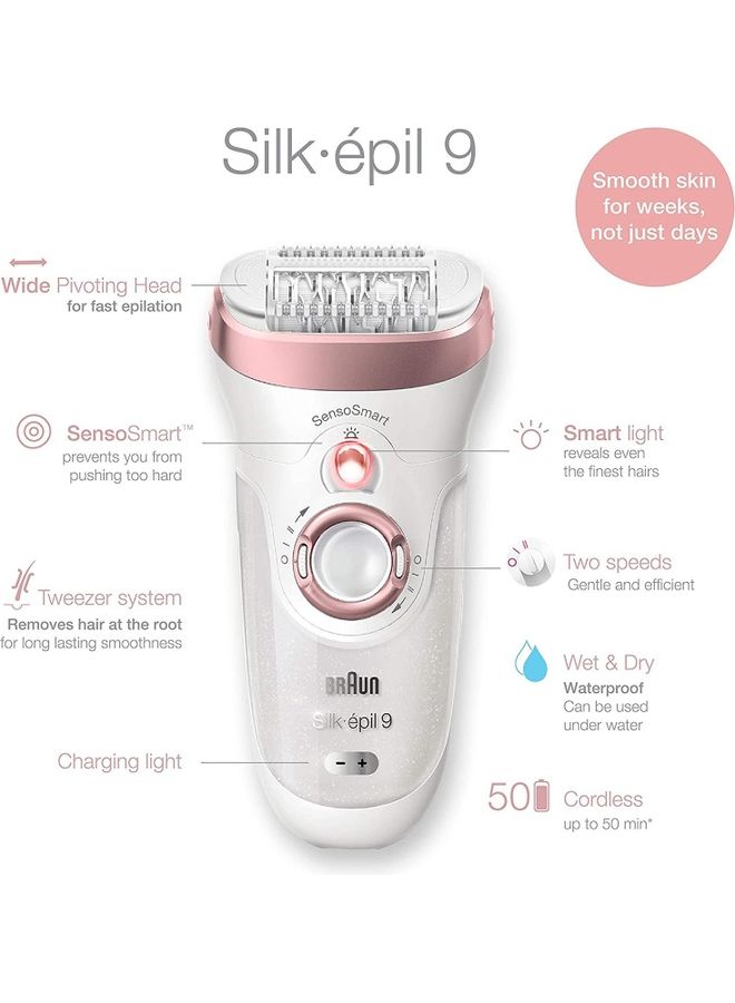 Silk-Épil 9 9-870 Women's Epilator Shaver And Trimmer Cordless Rechargeable With Venus Extra Smooth Razor