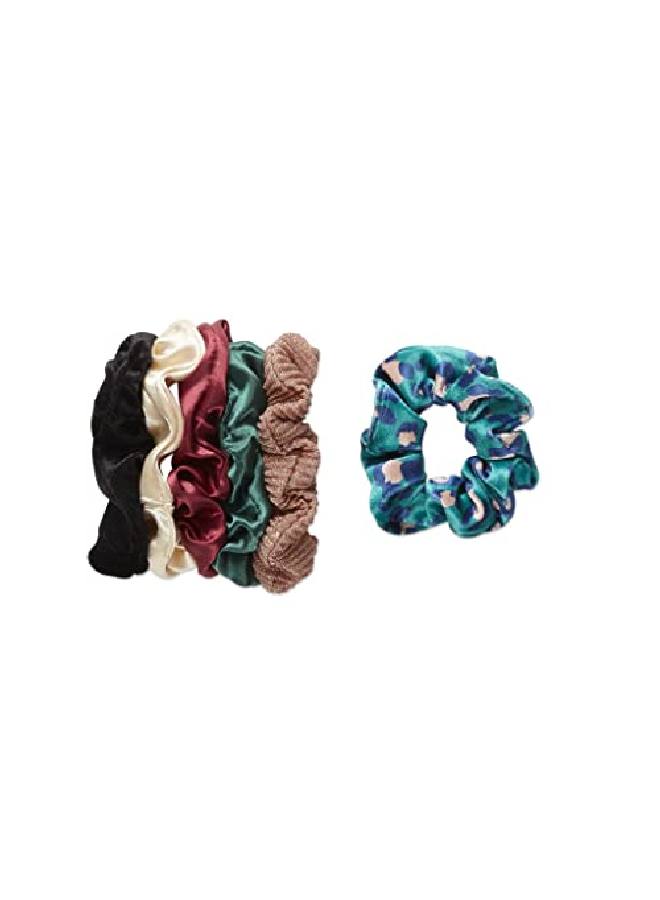 The Original Scrunchie® Six Days Of Scrunchies Fashion Gift Set Includes 6 Unique Designs: Black Velvet Emerald Satin Animal Velvet Burgundy Satin Pink Metallic White Satin In Presentation Box