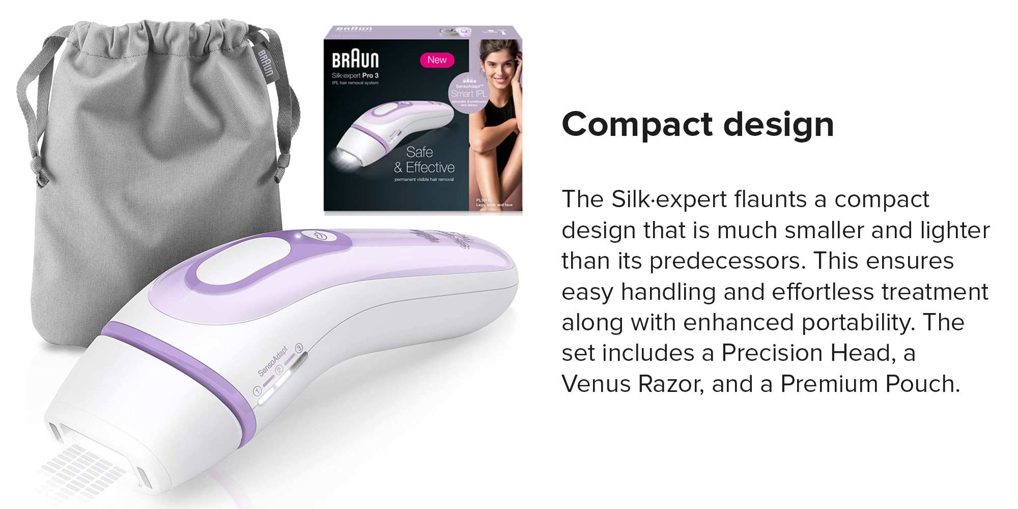 Silk-Expert Pro 3  IPL 3011 laser Epilator For Women With Venus Shaver And Luxurious Bag White/Purple 500grams