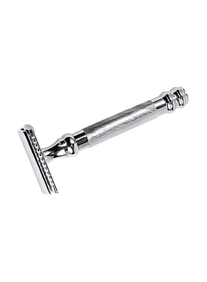 5-Piece Long Handle Double Edge Safety Razor Silver