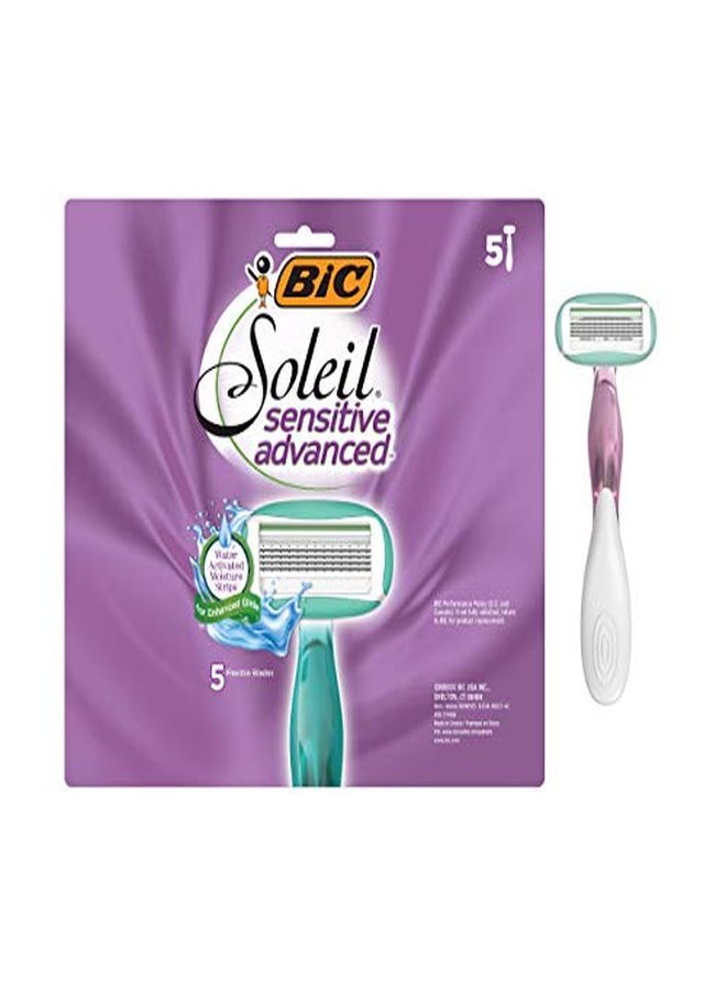 Soleil Sensitive Advanced Women'S Disposable Razor, Five Blade, Count Of 5, For A Flawlessly Smooth Shave