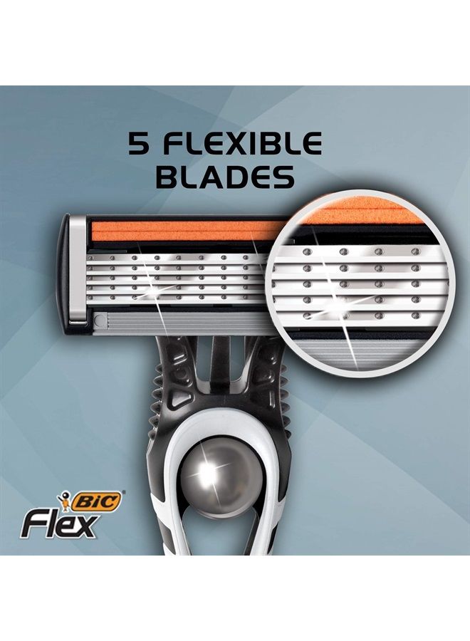 Flex 5 Titanium 5-Blade Disposable Razor for Men, For a Smooth and Comfortable Shave, 6 Piece Razor Set