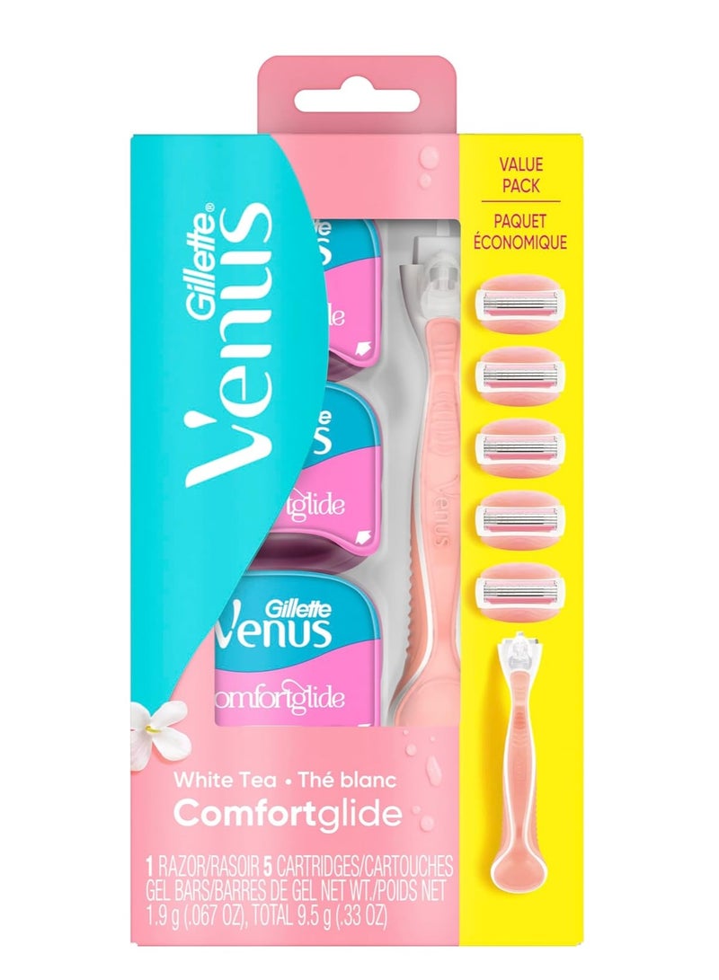 Gillette Venus Comfortglide White Tea Women's Razor - 1 Handle + 5 Refill