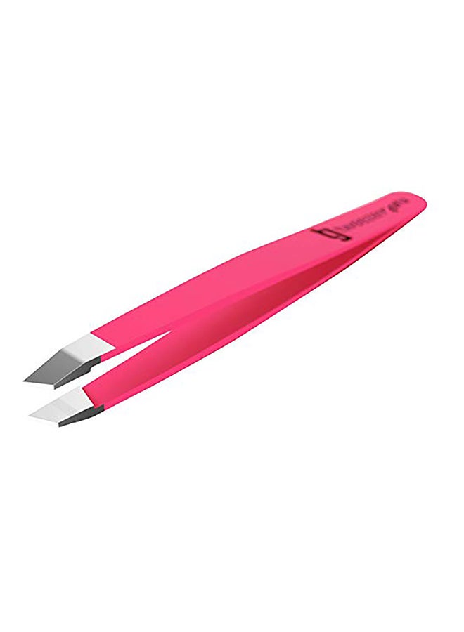 2-Piece Professional Stainless Steel Slant Tip Tweezer Set Pink