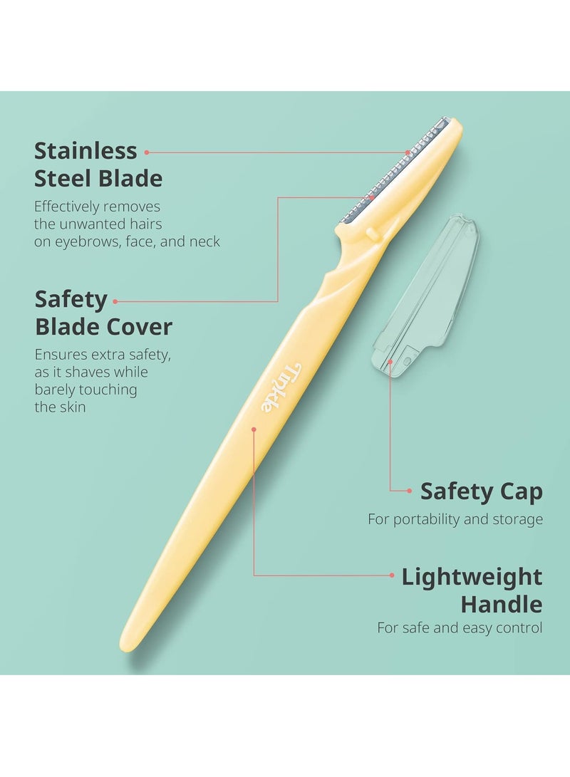 Dorco Tinkle Eyebrow Razors for Women, Dermaplane Razor 6 Razors, Eyebrow Trimmer Dermaplaning Tool for Safe and Easy Thanksgiving Gift, Stocking Stuffer