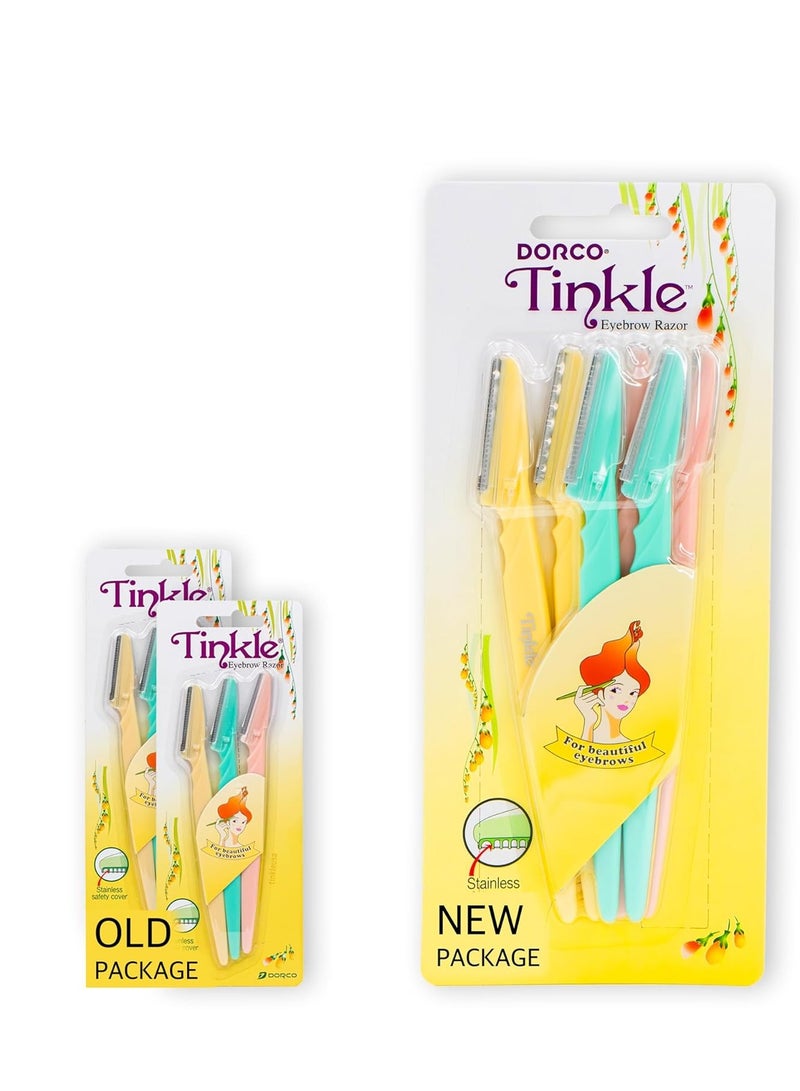 Dorco Tinkle Eyebrow Razors for Women, Dermaplane Razor 6 Razors, Eyebrow Trimmer Dermaplaning Tool for Safe and Easy Thanksgiving Gift, Stocking Stuffer